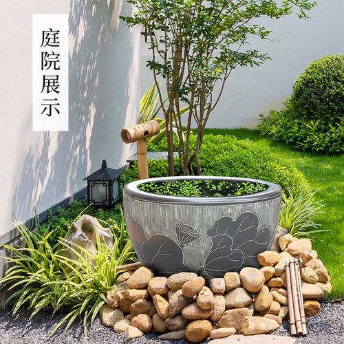 景德镇陶瓷鱼缸特大号客厅养鱼盆户外鱼缸睡莲荷花缸庭院老式水缸