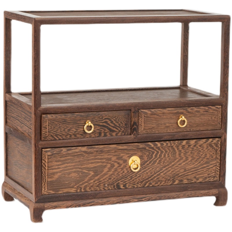 鸡翅木小博古架实木中式桌面收纳柜茶具茶壶摆件盆景置物架展示柜