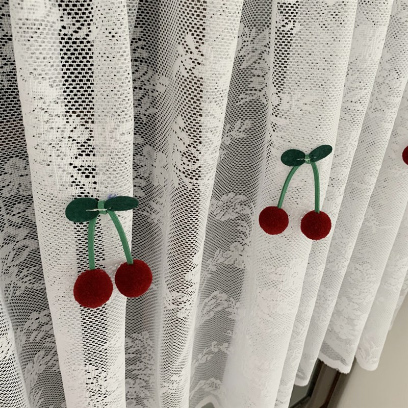 魔术贴美式窗纱帘头免打孔安装自粘贴式幔头半帘短帘门帘樱桃防尘