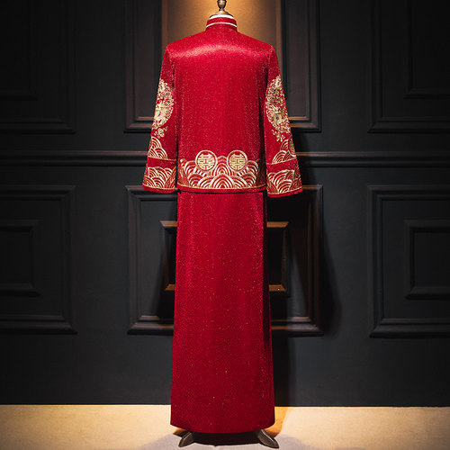 男士结婚秀禾服2021年新款中式婚礼服新郎大码接亲龙凤褂唐装婚服