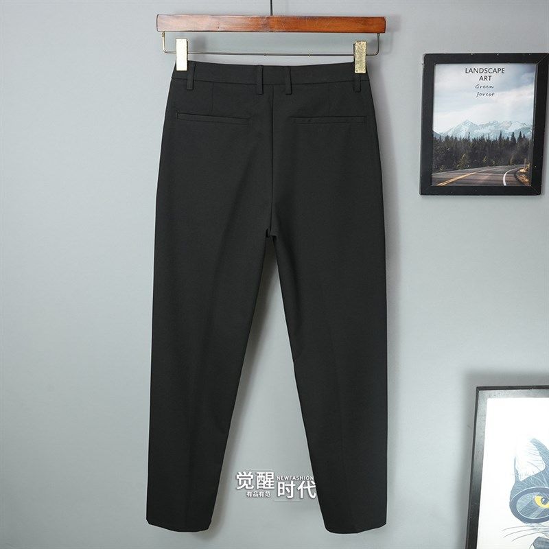 加绒加厚2024新款秋季九分西裤男士直筒商务抗皱秋冬季休闲裤子