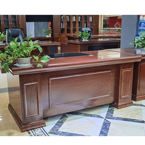 老板桌油漆单人办公桌主管经理桌贴实木皮中式桌子办公室桌椅组合