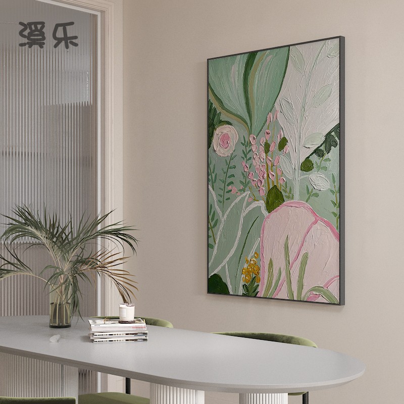法式奶油风抽象绿色客厅落地装饰画玄关走廊过道沙发墙挂画高档