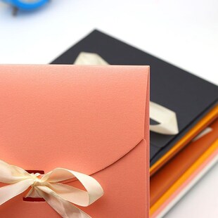 丝带信封套简约包装盒创意加厚西式丝巾套盒珠光纸信封贺卡明信片