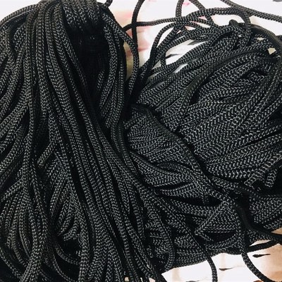 4mm黑色尼龙绳针织编织绳黑色绳子手提绳吊绳拉绳保护涤纶绳95米