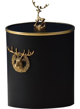 家用美式客厅圆形方形大号垃圾桶有带盖卧室收纳桶装饰品摆件欧式