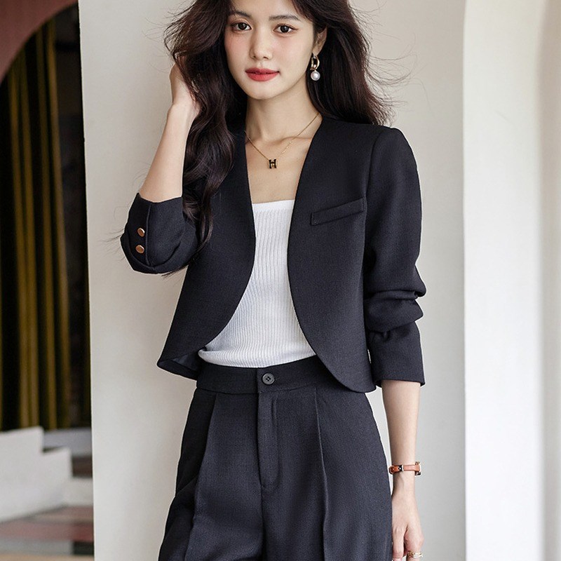 短款西装外套女2024春秋新款气质职业装高级感小个子休闲西服套装