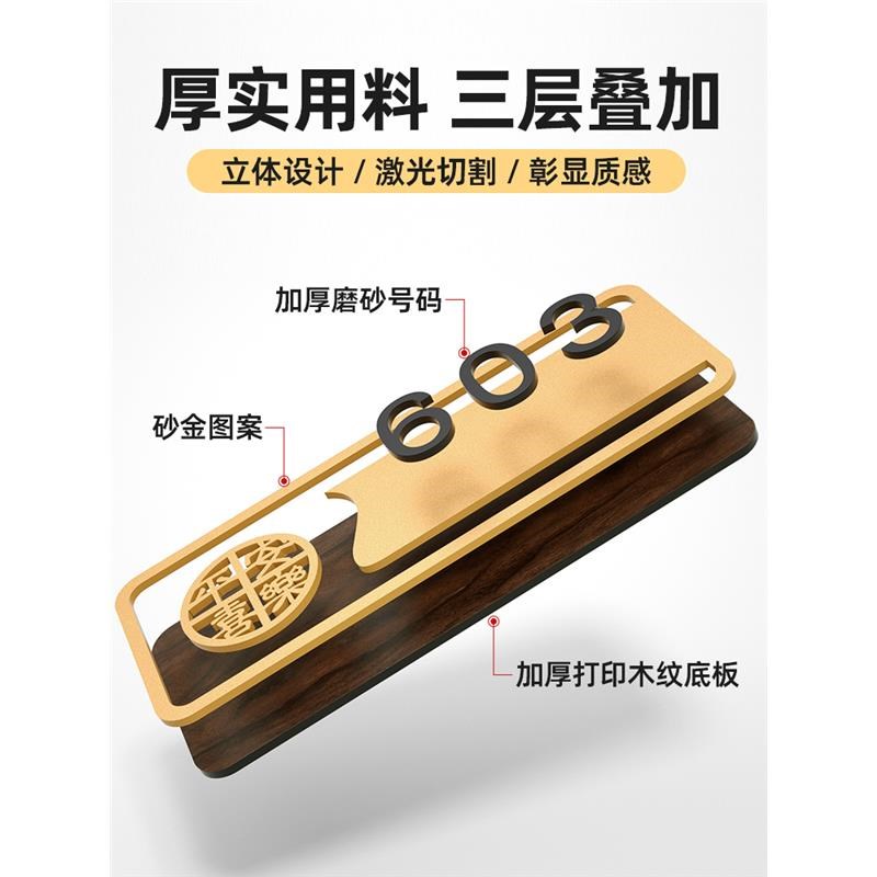 门牌号高级感家用入户门牌定制轻奢酒店宾馆房间门牌号码牌单元小