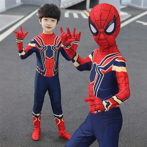 钢铁蜘蛛侠衣服儿童套装男孩女连体衣元旦表演cos战衣超凡紧身衣