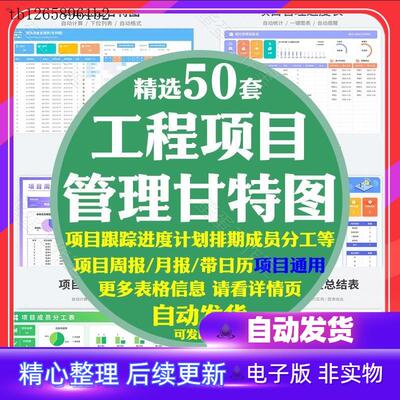 项目管理进度表日月周报分工完成情况计划统计分析甘特图excel格