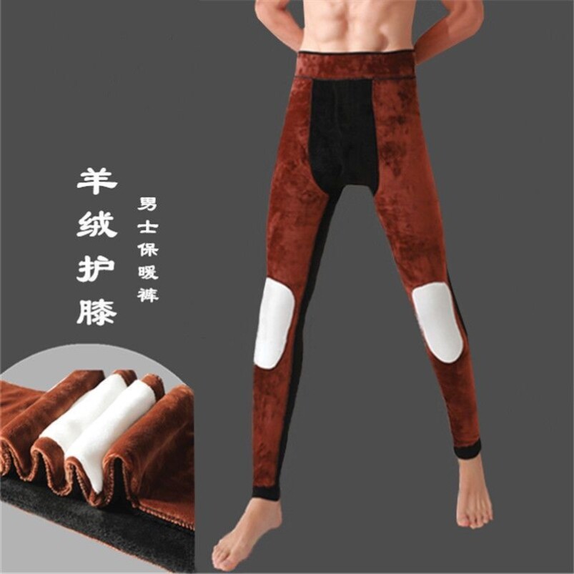 【膝盖加厚】男士保暖裤750g加绒加厚高腰护腰护膝加绒加厚一体裤