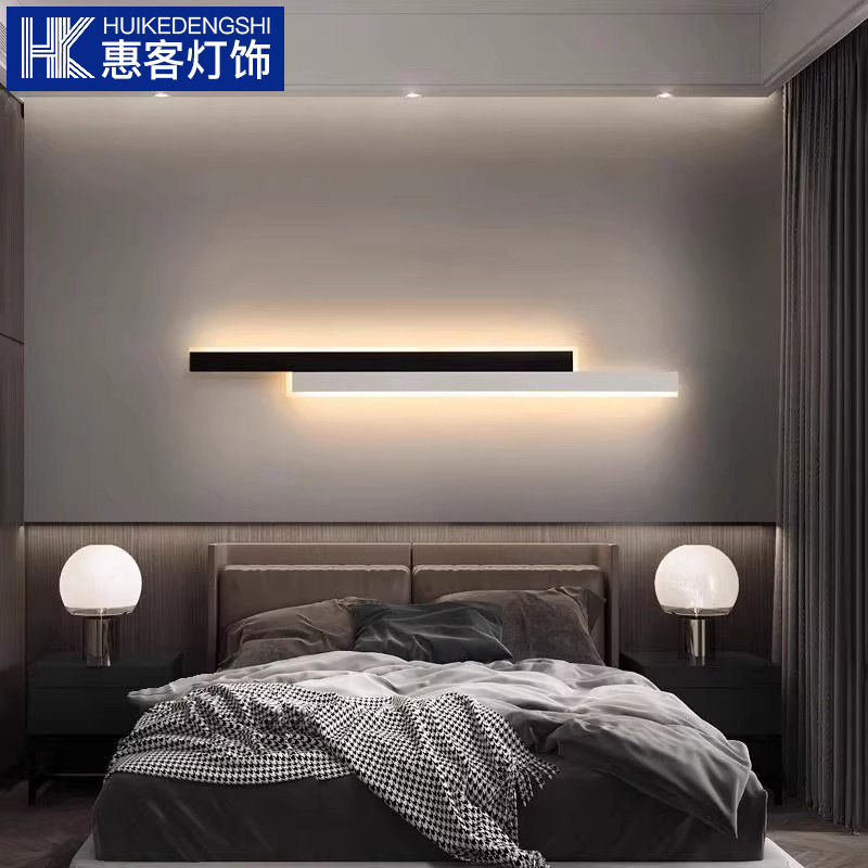壁灯一字长条灯高级艺术新款墙灯卧室床头灯过道灯轻奢客厅格栅灯