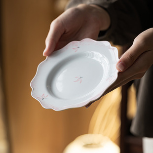 明泉茶斋手绘兰花壶承干泡盘中式家用陶瓷茶壶托盘茶台茶道配件