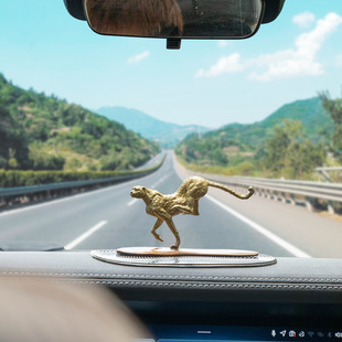 铜艺坊一路暴富金钱豹子铜摆件汽车中控台车内饰车载铜摆件装饰品