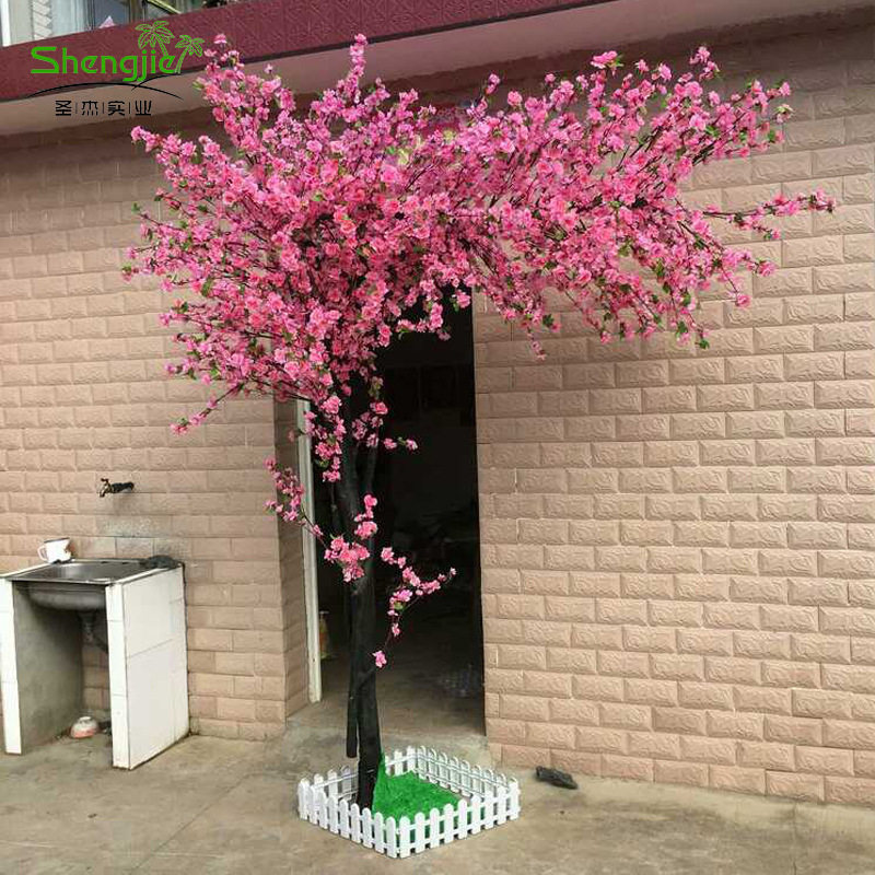 仿真桃花树商场开业婚庆酒店主题装饰花树双层绢布桃花枝仿真花树