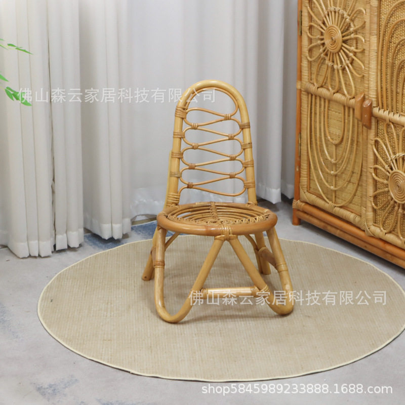 工厂直供藤编小椅子真藤手工椅儿童小藤椅宝宝拍摄道具椅小藤椅