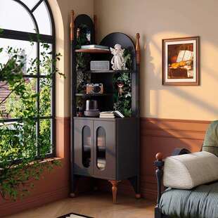 法式复古角柜小户型客厅墙角置物架中古风三角柜子实木多层置物架