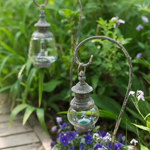 铁艺地插风灯花园杂货庭院地面装饰灯笼户外草坪花径摆件