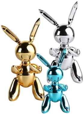 杰夫昆斯兔子摆件软装创意雕塑样板房酒店白色人物抽像摆件艺术品