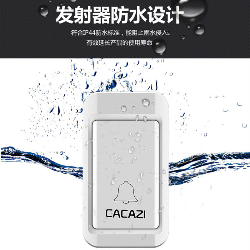 自发电门铃无线家用不用电池 电子门铃防水智能老人呼叫器一拖二