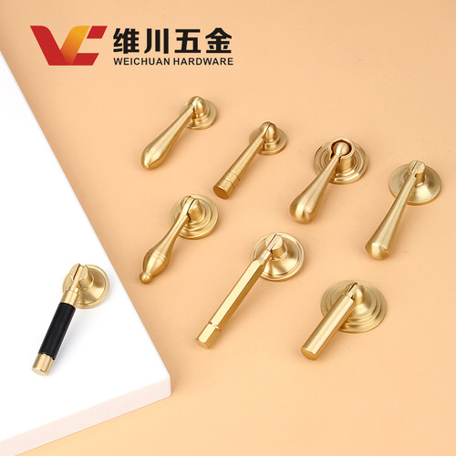 纯铜拉手新中式实木家具金色轻奢衣柜门抽屉北欧单孔吊坠黄铜把手