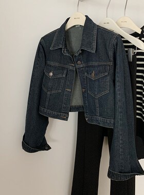 TWO 牛仔外套女春秋新款高级感休闲美式短款小个子外套夹克复古