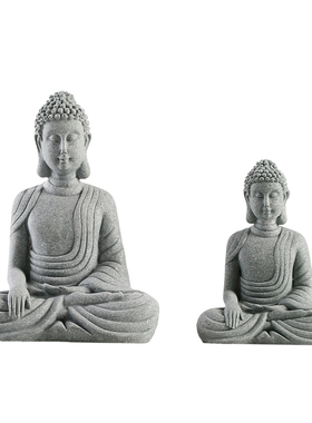 新中式水泥佛像佛头人物摆件盆景鱼缸造景摆设创意DIY搭配装饰品