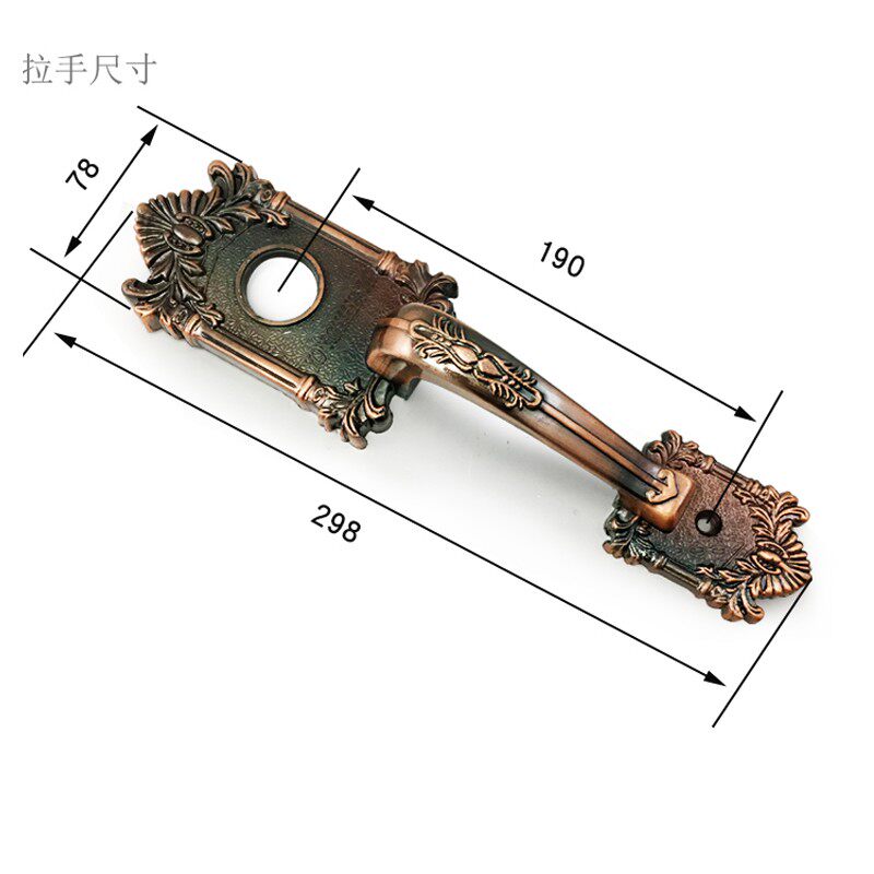 农村老式双开木门锁双扇门虎齿锁单开大铁门老虎锁古铜色门自动锁