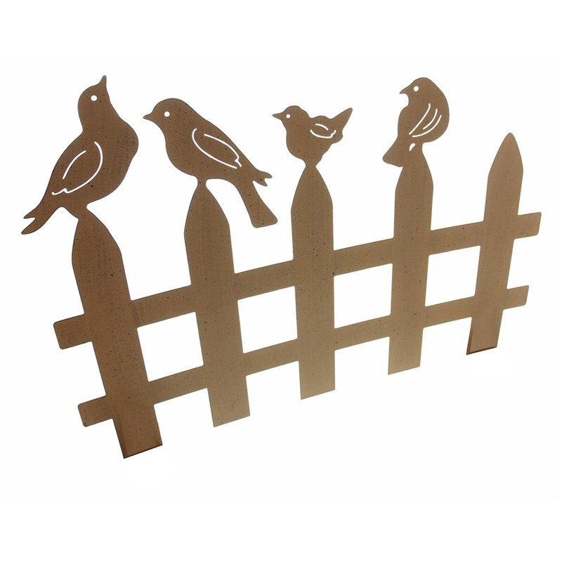 铁质做旧小鸟栅栏围栏摆件 铁质围栏 带地插宽50cm