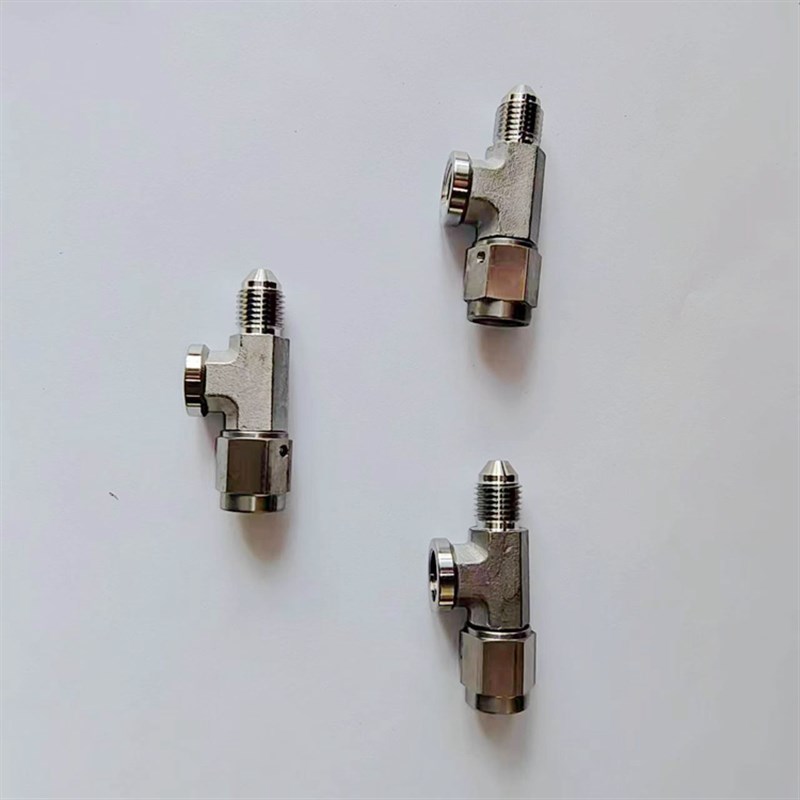 AN3不锈钢煞车接头A3外丝接管M10*1外丝 三通四氟PU煞车管