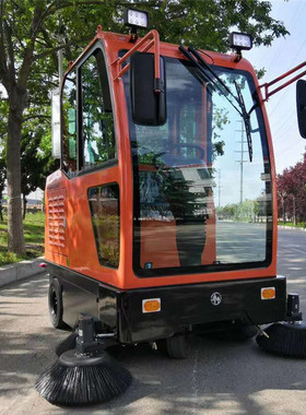 全封闭驾驶室扫地车清扫吸尘二合一学校小区扫地机电动扫路车