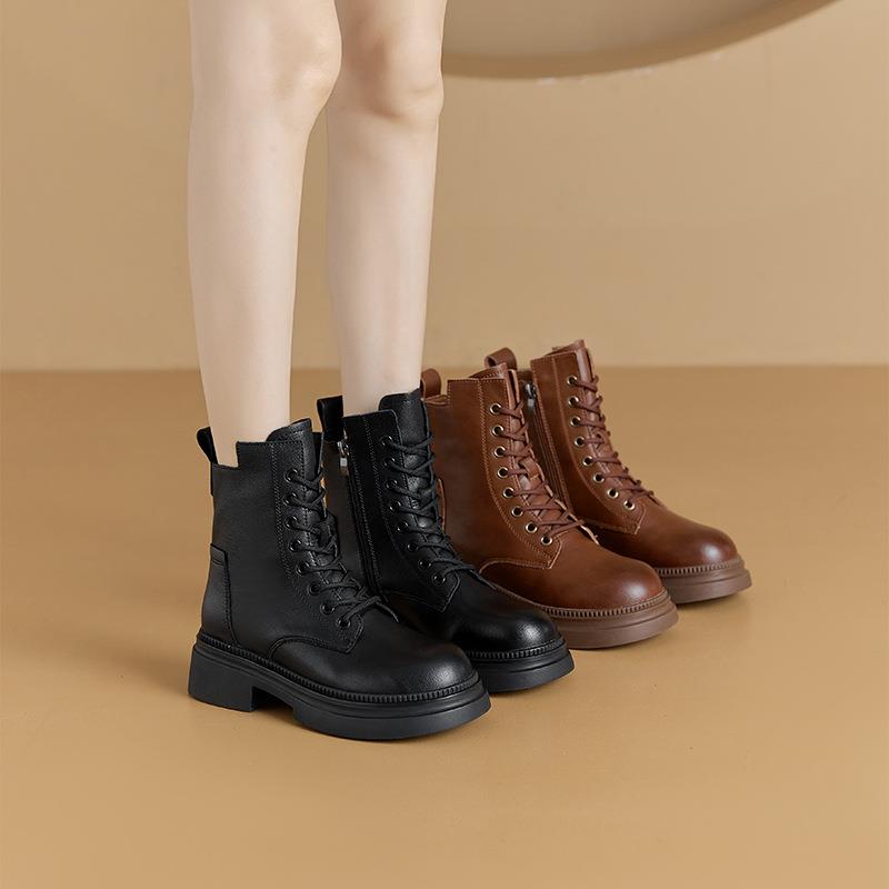 2025秋冬新款真皮马丁靴女