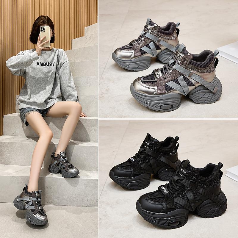 小码2024厚底银色时尚老爹