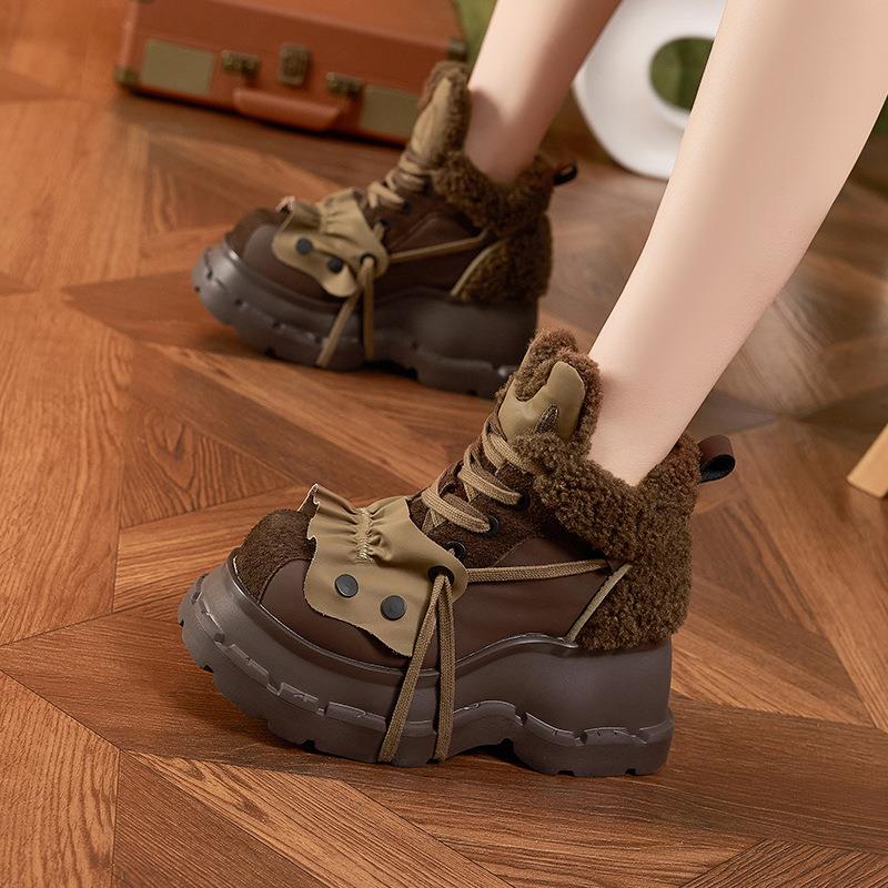 内增高雪地靴女2025冬季新款厚底防滑加绒加厚保暖高帮鞋百搭棉鞋