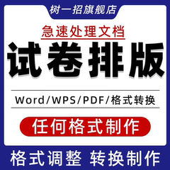 word试卷排版格式调整a4转换a3图片封线制作录入编辑代改电子pdf