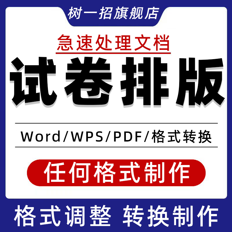 word试卷排版格式调整a4转换a3图片封线制作录入编辑代改电子pdf