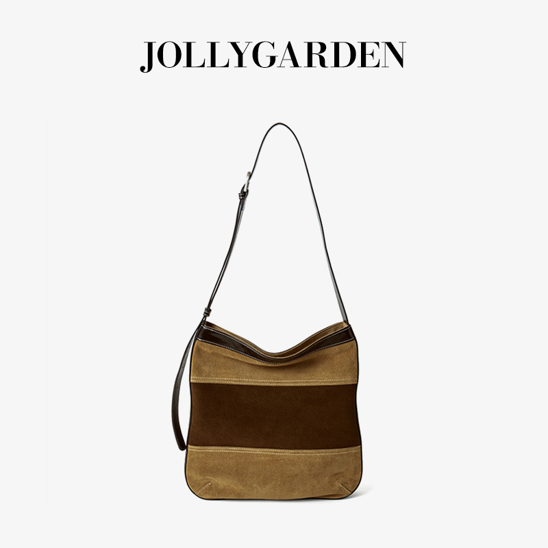 JOLLYGARDEN磨砂皮拼接水桶包包