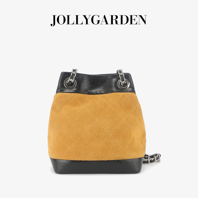 新款磨砂牛皮手提链条水桶包