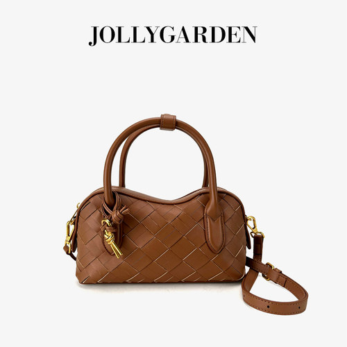 手工编织保龄球包通勤手提斜挎包