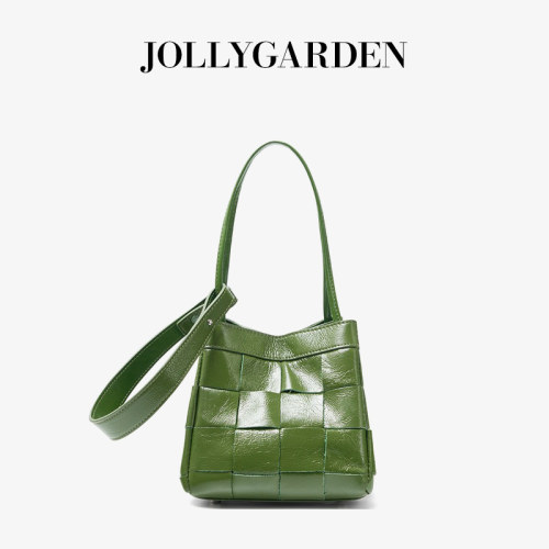 JOLLYGARDEN头层牛皮手编菜篮包