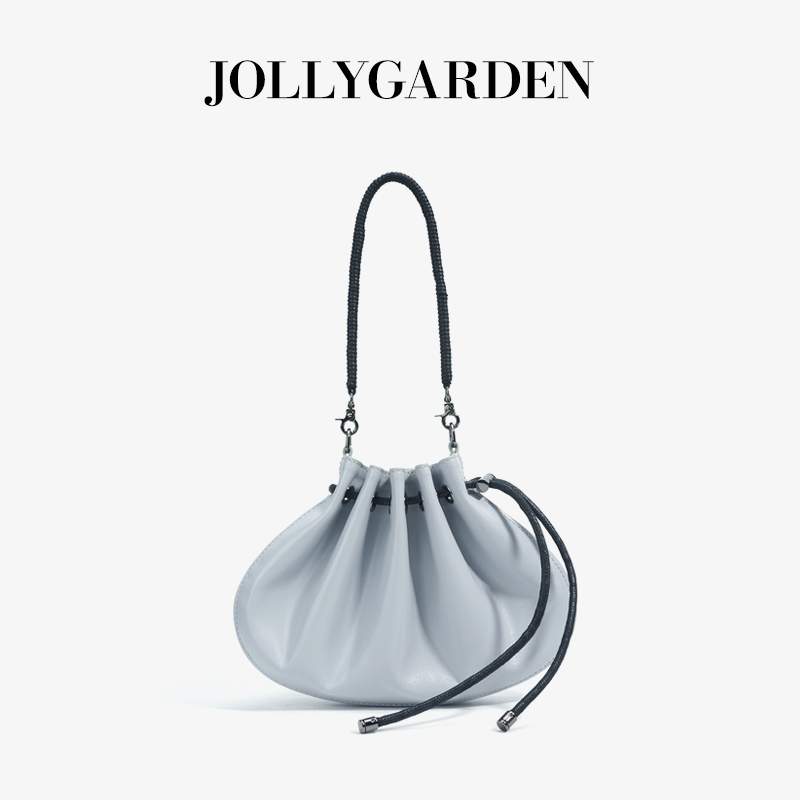 JOLLYGARDEN褶皱羊皮抽绳福袋包