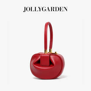 JOLLY GARDEN【喜棠】小众设计红色不撞款新娘结婚年轻真皮手提包