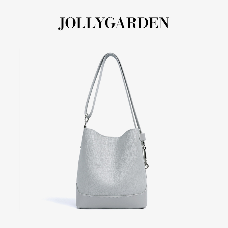 JOLLY GARDEN【沐柔】新款真皮简约水桶包大容量通勤单肩斜挎女包