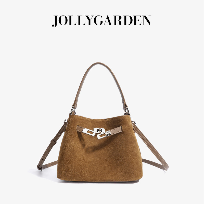 JOLLY GARDEN【茉沫】秋冬新款磨砂牛皮水桶包手提斜挎百搭凯莉包,箱包皮具/热销女包/男包,水桶包,淘宝优惠券,粉丝福利购,淘宝优惠卷