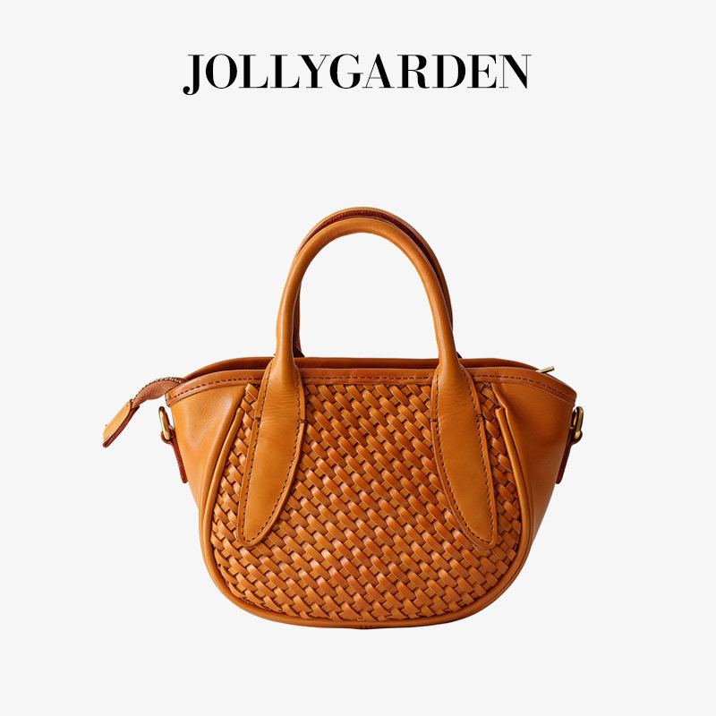 JOLLY GARDEN【苇风】头层牛皮手工编织贝壳包复古手提斜挎托特包,箱包皮具/热销女包/男包,编织包,淘宝优惠券,粉丝福利购,淘宝优惠卷