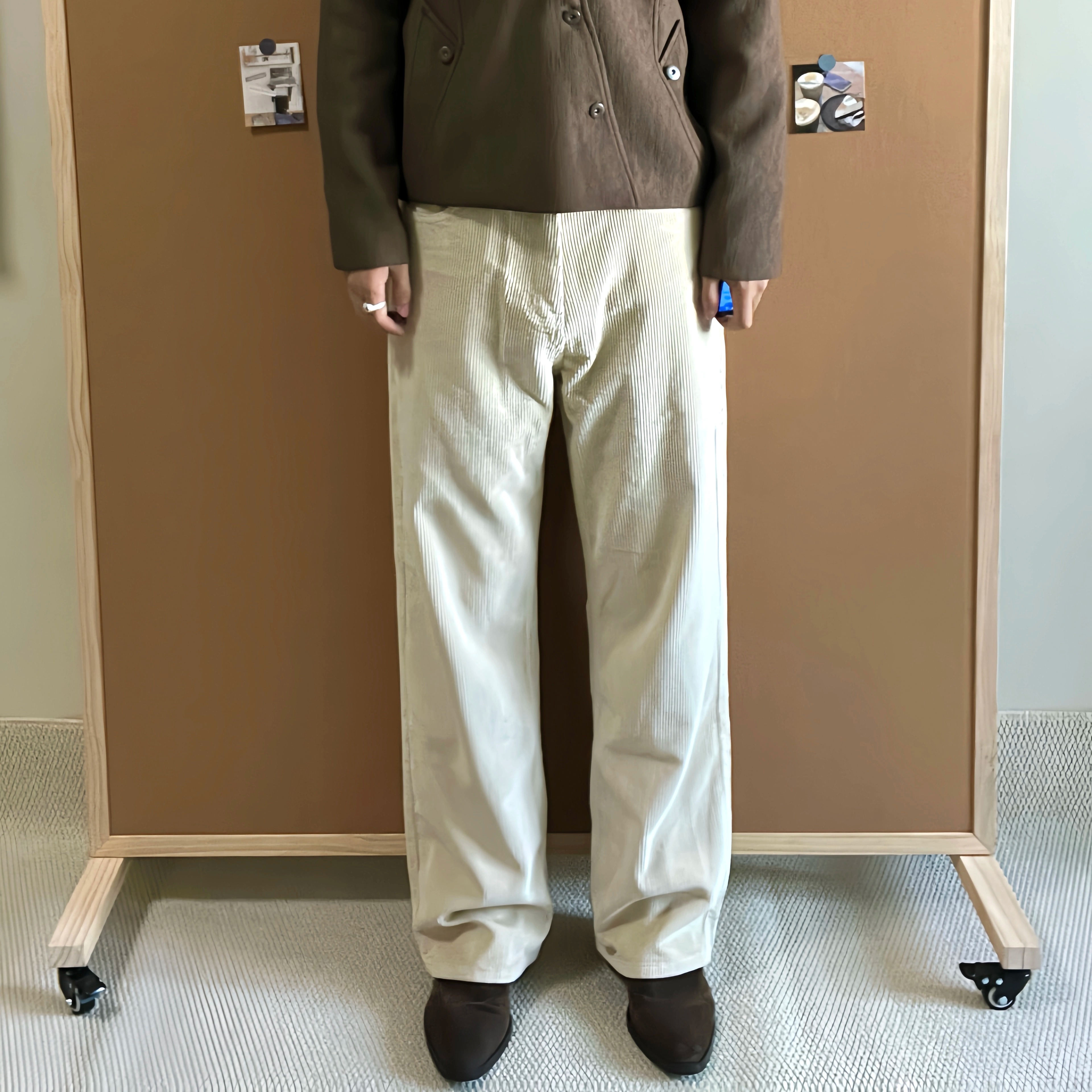 vcatecx杏色灯芯绒休闲长裤子男