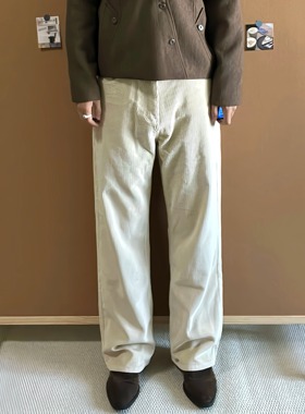 vcatecx杏色灯芯绒长裤男女休闲裤水洗宽松直筒秋冬卫裤子baggy潮