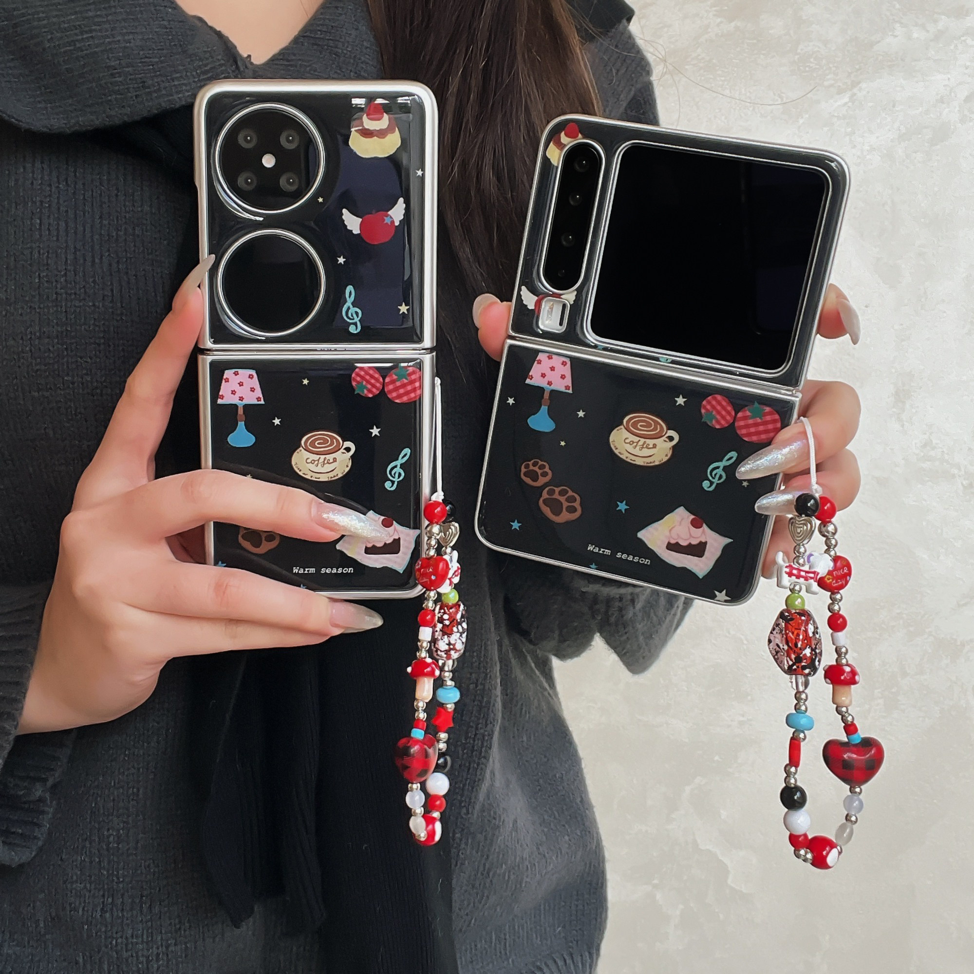 新款适用华为PuraX折叠带支架手链手机壳华为pocket2全包OPPOFindN3Flip防摔MagicVFlip/小米MIXflip2保护套