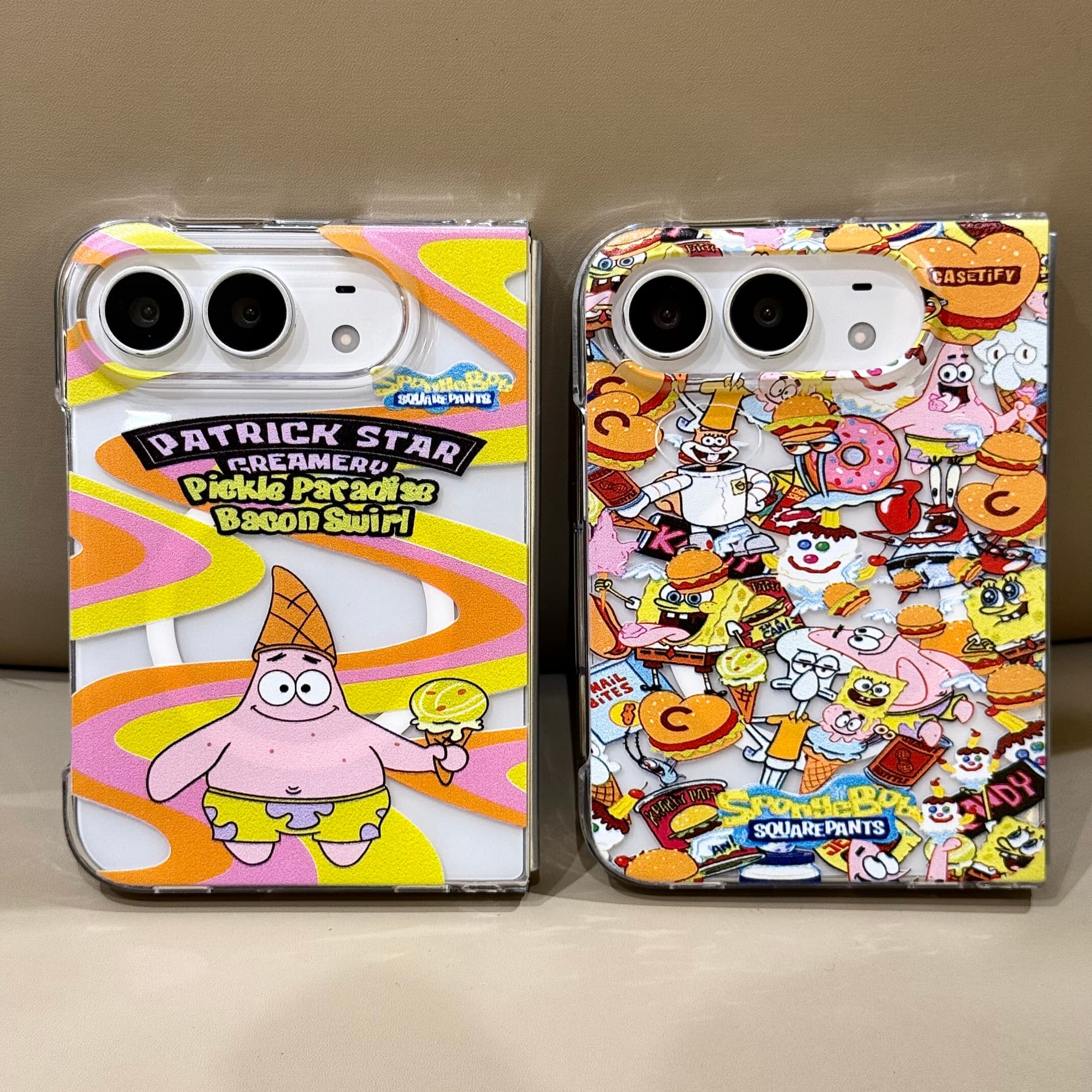 吉能虎新款海绵宝宝派大星适用于苹果iPhoneDUO带支架折叠手机外壳全包边防摔保护套