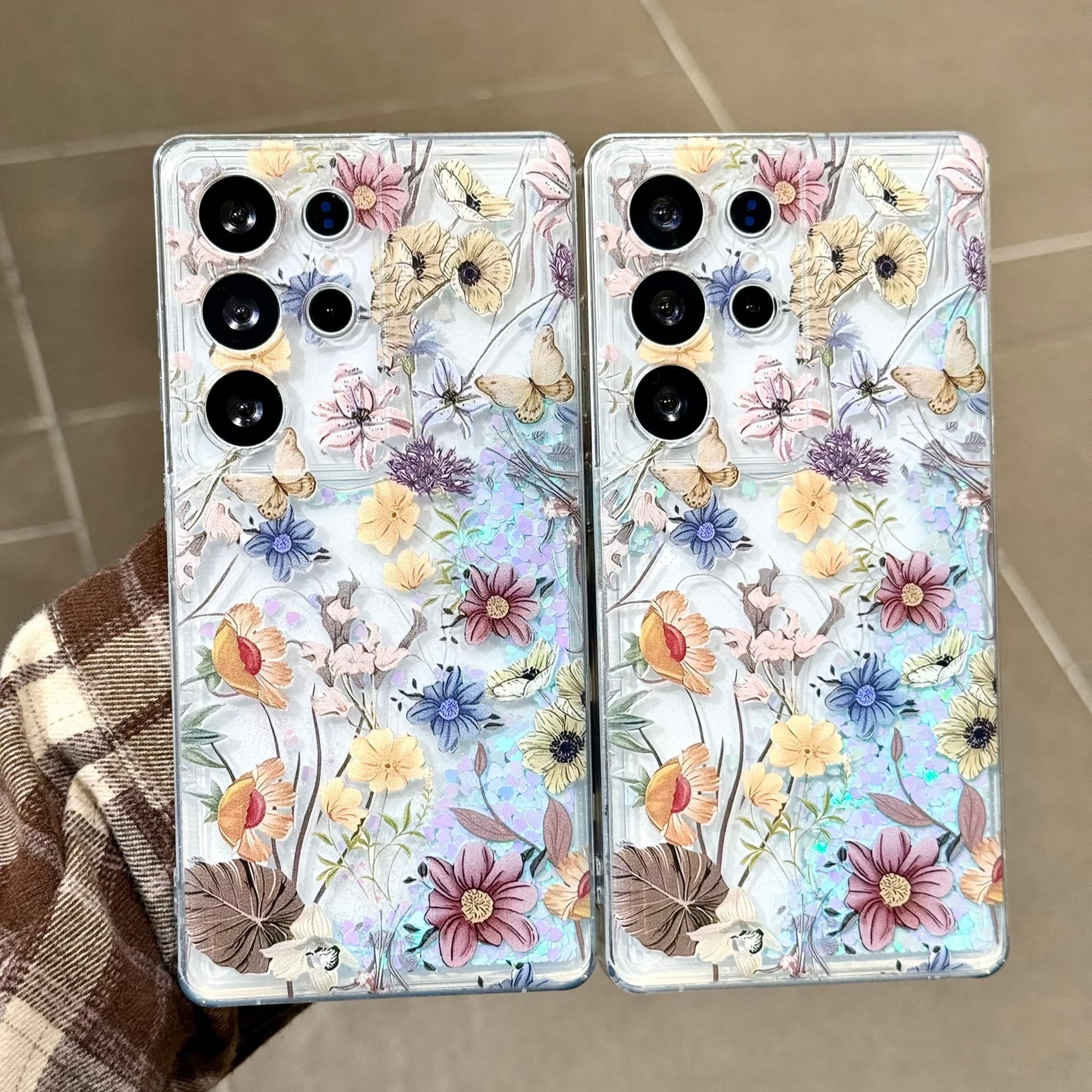 吉能虎花卉适用于三星S25Ultra带手链蓝沙手机外壳S26/S24/S23全包边防摔彩绘ins风保护套
